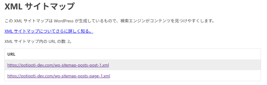 WordPress標準サイトマップ